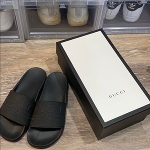 Black Gucci Slides with box and dust bag